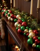 1.4m Red Green & Gold Metallic & Matte Large Display Bauble Cluster Garland