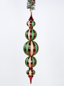 Shiny Red, Green & Gold Glitter Stripes Large Finial Display Decoration - 94cm