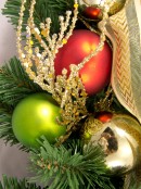 Pre-Decorated Red, Green & Gold Bauble & Pine Teardrop - 60cm