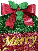 43cm Red & Green Decorated Merry Christmas Bauble Tinsel Plaque