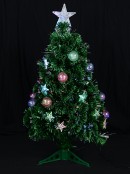 Multi Colour Fibre Optic Christmas Tree with Baubles, Stars & 90 Tips - 90cm