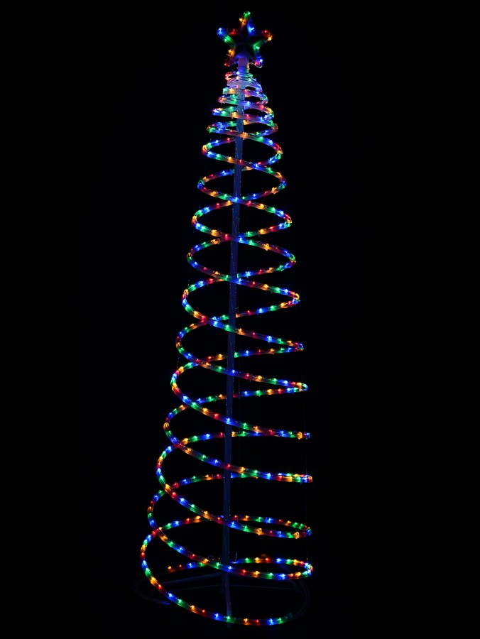 1.8m Multi Colour LED Rope Light 3D Spiral Outdoor Christmas Tree