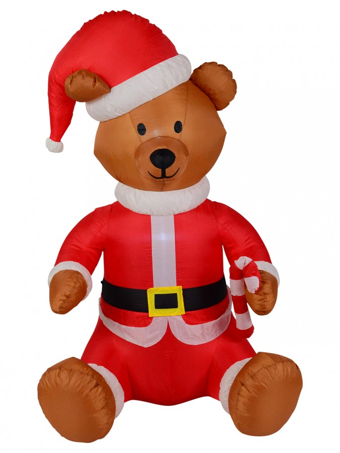 Sitting Teddy Bear In Santa Suit Inflatable - 1.5m