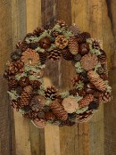 Natural Christmas Wreath With Assorted Pine Cones, Moss & Bells - 32cm