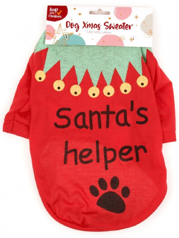 Assorted Size Santa's Little Helper Dog Christmas Sweater - S 30 / M 35 / L 40