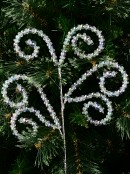 Clear Iridescent Bead Branch & Curl Tip Christmas Spray Long Stem - 25cm Wide