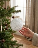 White Whimsical Signature Hollow Silver Glitter Snowflake Ball Bauble | 14cm