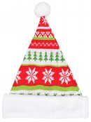 Red, Green & White Ugly Knitted Sweater Look Santa Hat - One Size Fits Most