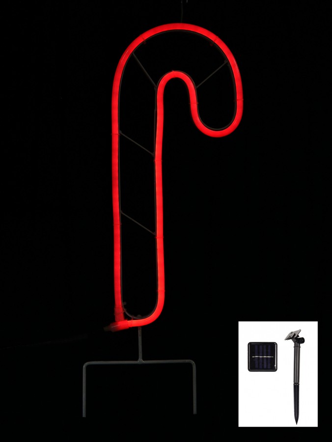 Red Neon Flex Candy Cane Solar Powered Christmas Path Light - 46cm