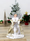 Gold & Silver Luxe Angel With Silver Wings Christmas Tree Top Decoration - 42cm