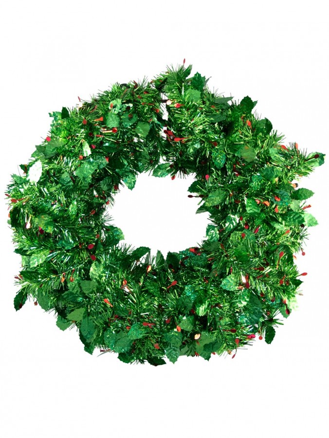holly leaf berry tinsel wreath 45cm garlands holly leaf berry tinsel wreath 45cm garlands