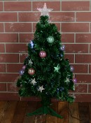 Multi Colour Fibre Optic Christmas Tree with Baubles, Stars & 90 Tips - 90cm