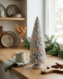 White Snow Flocked LED Pine Tree Village Scenery | 31cm