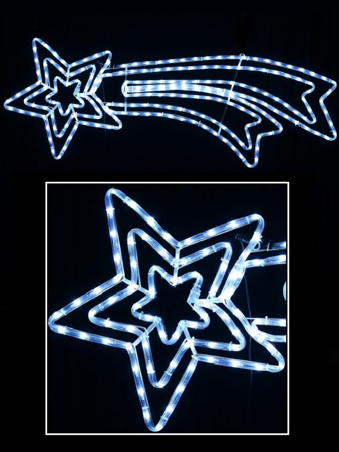Cool White LED Shooting Christmas Star Rope Light Display Silhouette - 1.2m