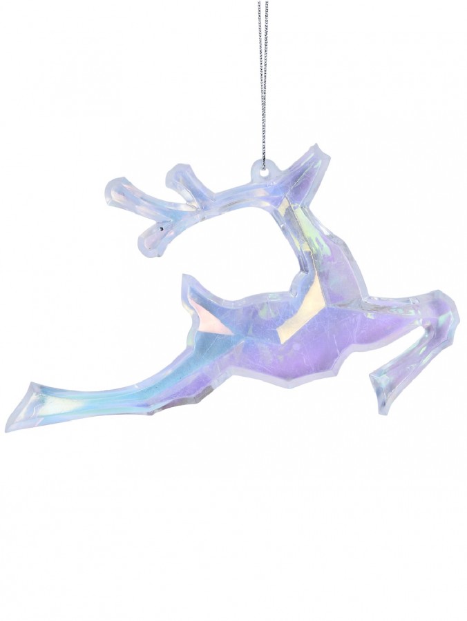 Iridescent Leaping Reindeer Bull Christmas Tree Hanging Decoration - 14cm