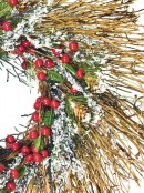 Pre-Decorated Frosted Wreath With Berries Twigs & Needle Pine - 40cm