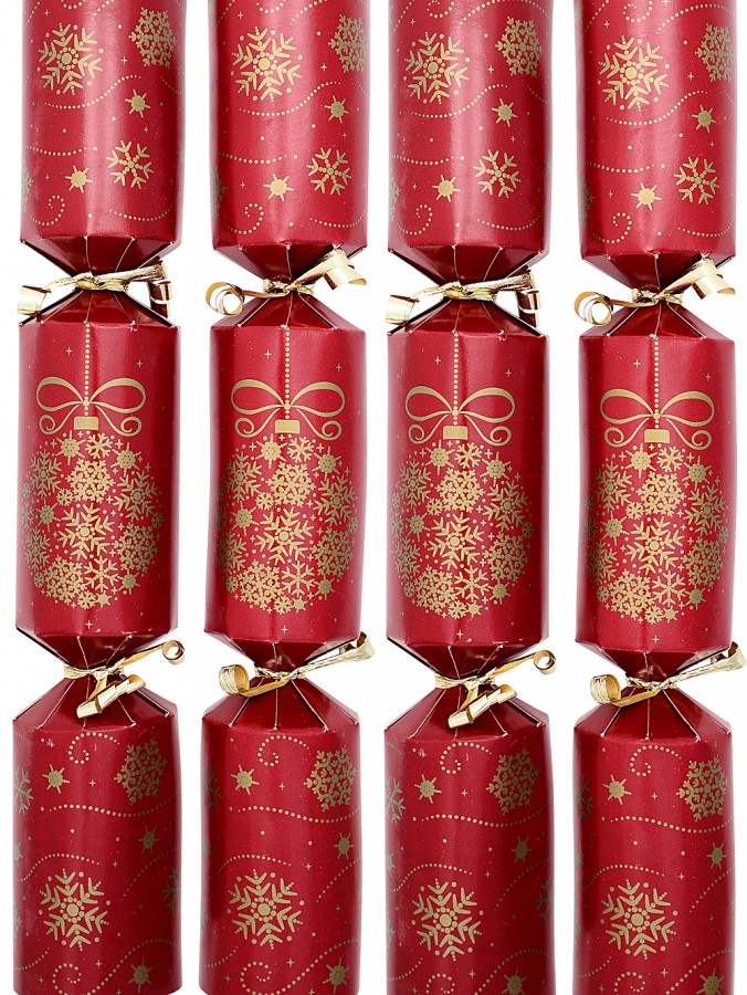 Dark Red With Gold Snowflakes Christmas Cracker Bon Bons - 100 x 28cm