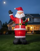 3m Giant Greeting Santa Holding Gift Sack | LED Outdoor Inflatable