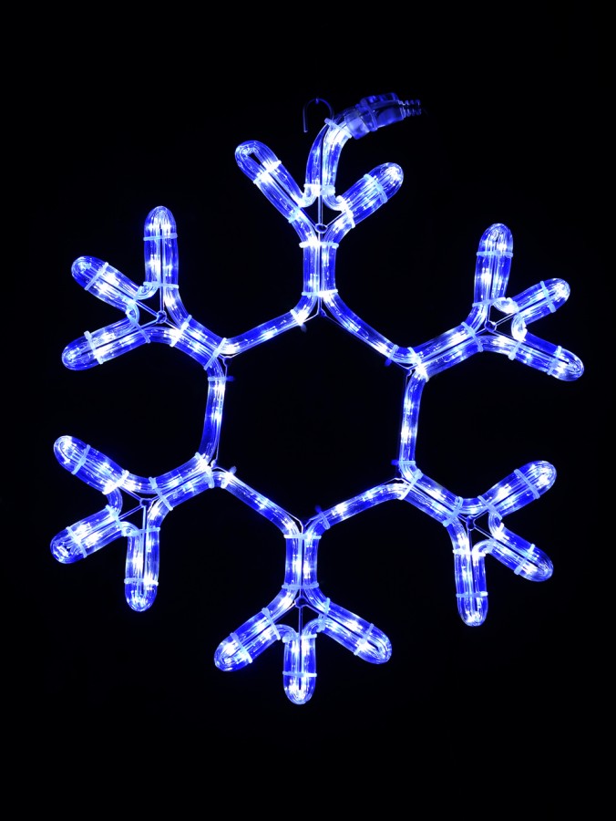 Blue & Cool White Branched Star Snowflake LED Rope Light Silhouette - 40cm