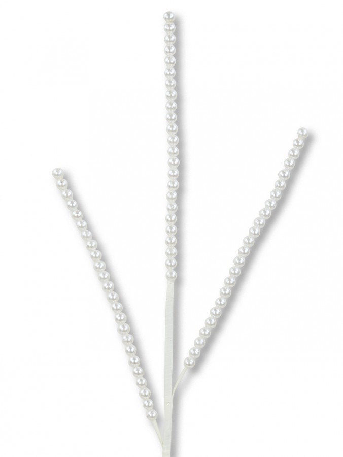 White Pearl String Cascade Christmas Spray Stem With Malleable Vines | 68cm