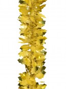 Gold Holly Leaf With Short Pine Needle Christmas Tinsel Garland - 2.7m