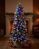 1.8m Ponoka Flocked Dual Colour LED Christmas Tree | 550 Tips & 250 Lights