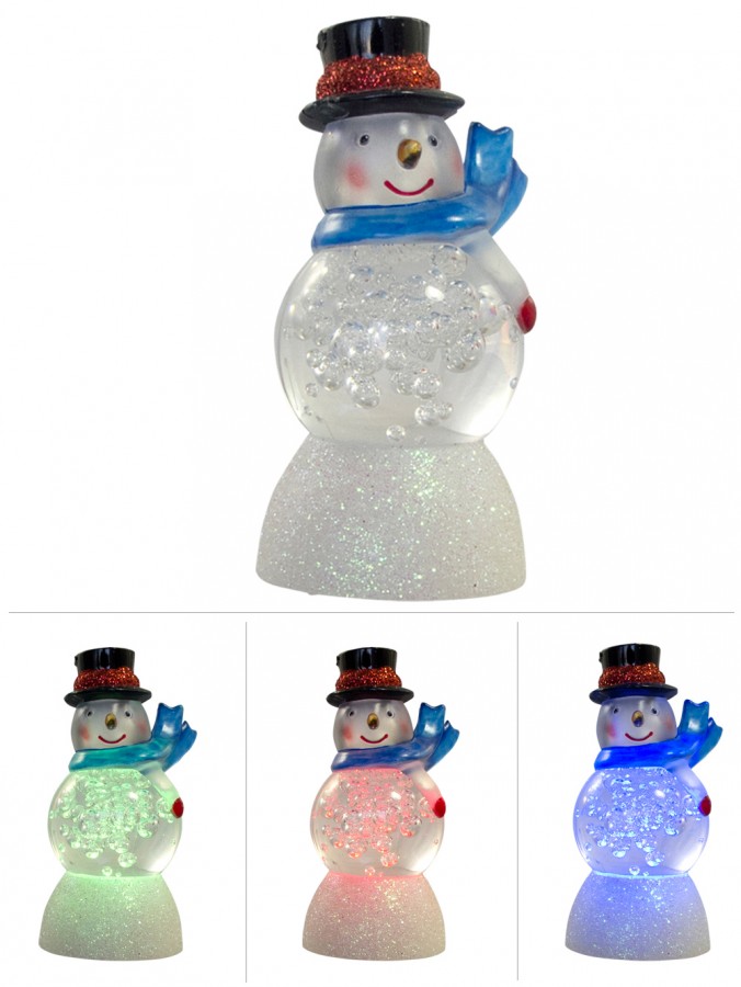 LED Colour Changing Snowman Ornament - 85mm