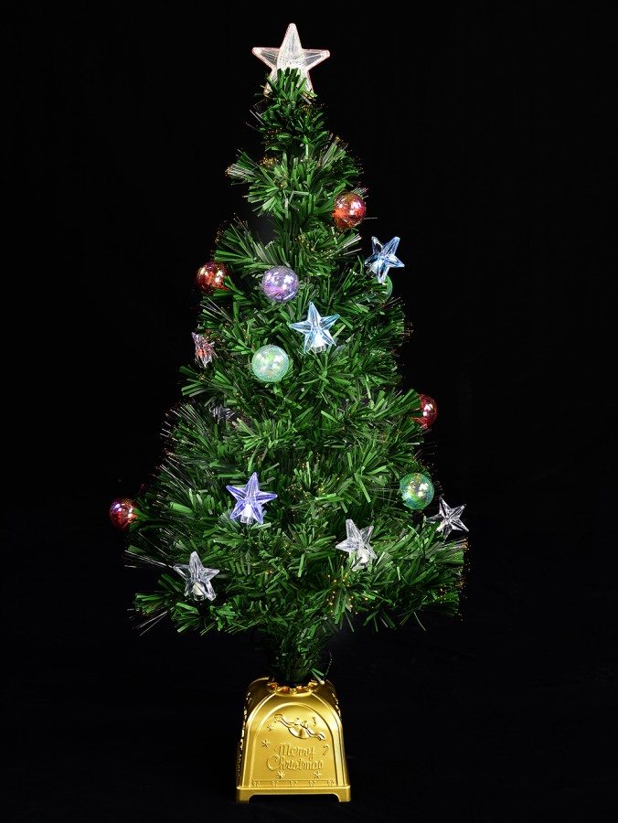 LED Star & Bauble Fibre Optic Tree - 90cm