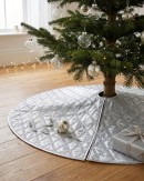 1m Silver Silk & Metallic Tinsel Ribbon Lattice Christmas Tree Skirt
