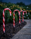 4x Solar LED Candy Cane Path Lights - Red & White Garden Stakes | 43cm