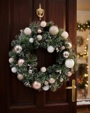 60cm Luxe Champagne & Rose Gold Christmas Wreath With White Frost Tips