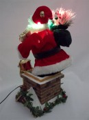 Santa On Chimney With Deer Fibre Optic Musical Animation - 34cm