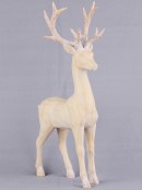 36cm Carved Wood Look Standing Reindeer Resin Figurine