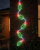 2.9m Dynamic Holly Leaf & Berry Garland Outdoor Christmas LED Light Display