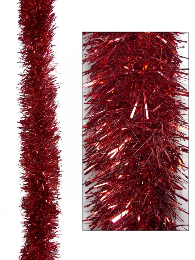 Red Metallic 8ply Tinsel Garland - 10cm X 5m | Garlands, Wreaths