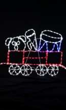Santa Driving A Steam Train With Toys LED Rope Light Silhouette - 3.2m