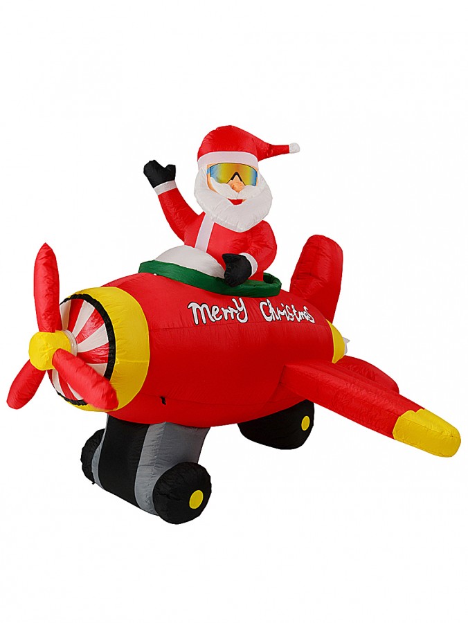 2.1m Santa Rocket Aeroplane Animated & Illuminated Christmas Inflatable