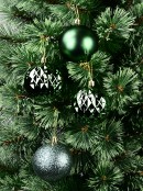 4x Deep Forest Green Mixed Texture Signature Ball Baubles | 80mm