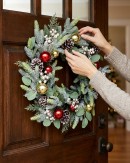 60cm Decorated Cedar & Mixed Foliage Christmas Wreath | Red & Gold Baubles