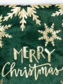 45cm Gold Merry Christmas & Snowflakes Emerald Velvet Stocking With Cuff