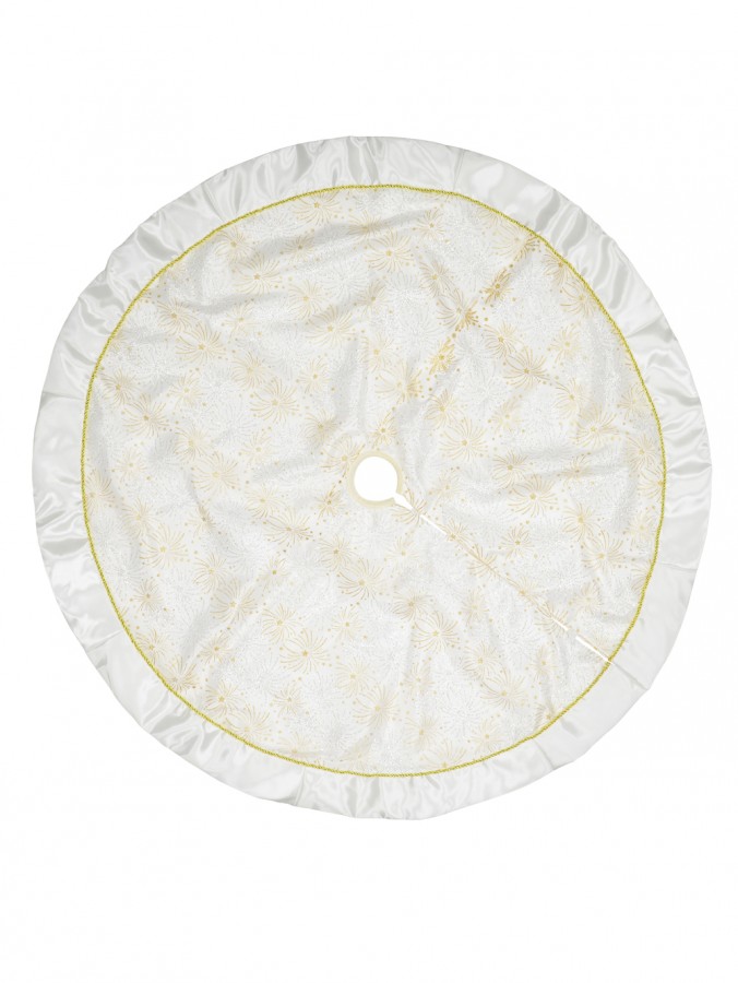 White With Iridescent & Gold Glitter Sunburst Pattern Christmas Tree Skirt - 1.2m