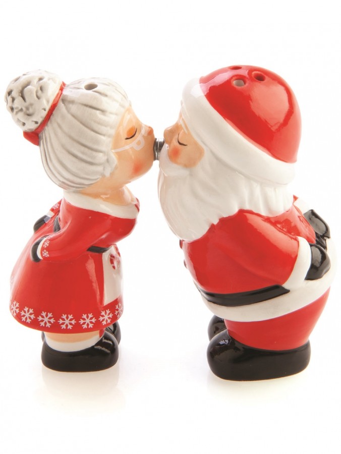 Kissing Santa & Mrs Claus Christmas Salt & Pepper Shakers - Set of 2