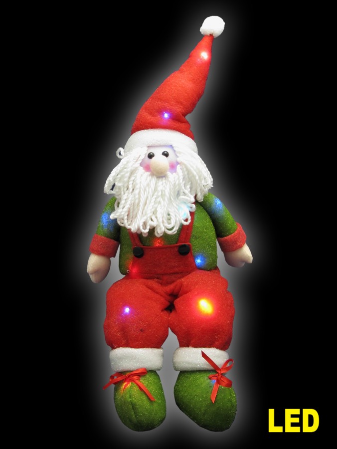 LED Sitting Dacron Santa With Changing Lights Christmas Display - 70cm