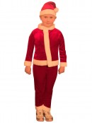 Cute Deluxe 4 Piece Red Velvet Children's Woklan Santa Suit Costume