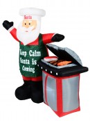 BBQ Keep Calm Santa Is Coming Illuminated Christmas Inflatable Display - 1.65m