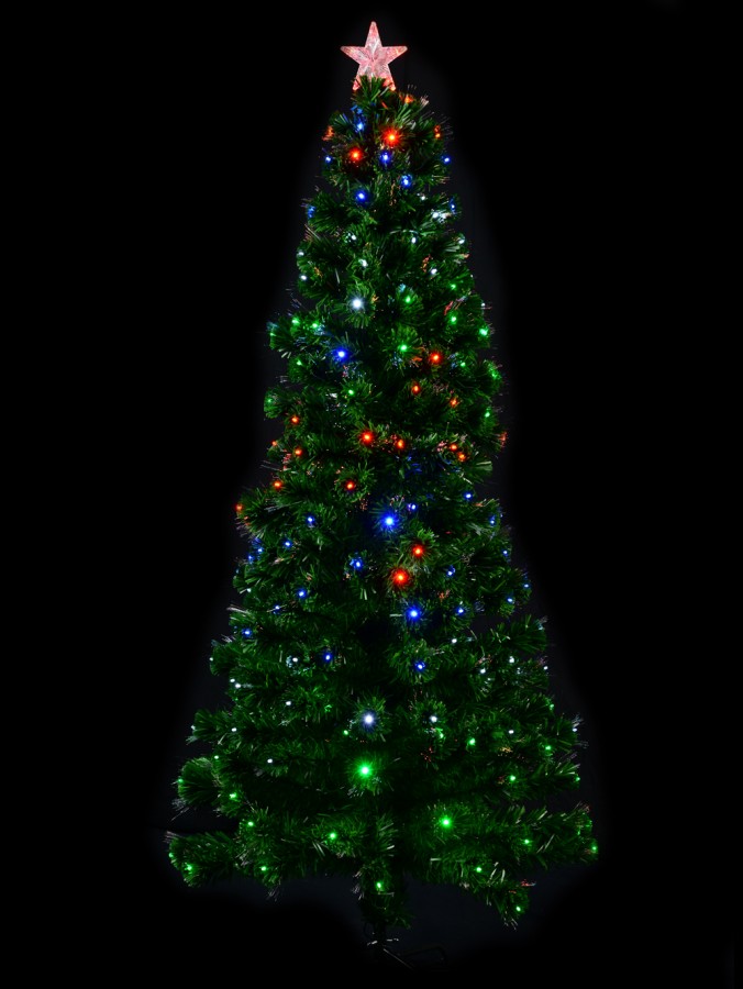 Multi Colour LED & Fibre Optic Christmas Tree with 200 Tips & Bulbs - 1.8m