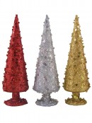 Gold, Red & Silver Mini Ornamental Tabletop Trees - 13cm
