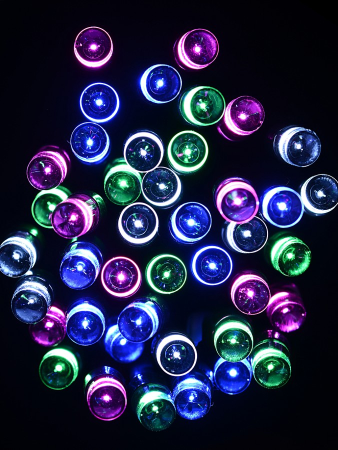 500 Multi Pastel Colours LED Concave Bulb Christmas Fairy String Lights - 25m