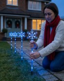 4x Solar LED Christmas Snowflake Path Lights - Blue Garden Stakes | 67cm