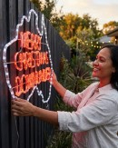 1.1m Outdoor Merry Christmas Down Under Aussie Map LED Rope Light Motif